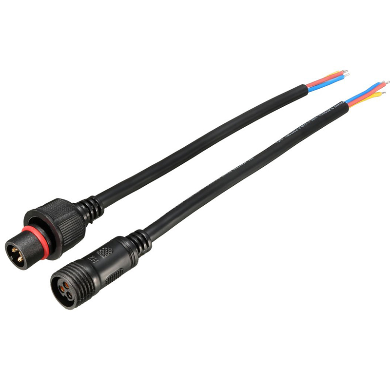 Male Female 20AWG 3 Terminal Waterproof Connector Cable Black for CCT LED Strips Light